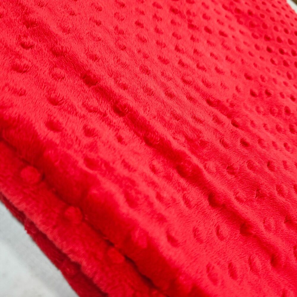 Red Minky Dot Fabric 96" x 63" Plush Craft Sewing Blanket Material Destash